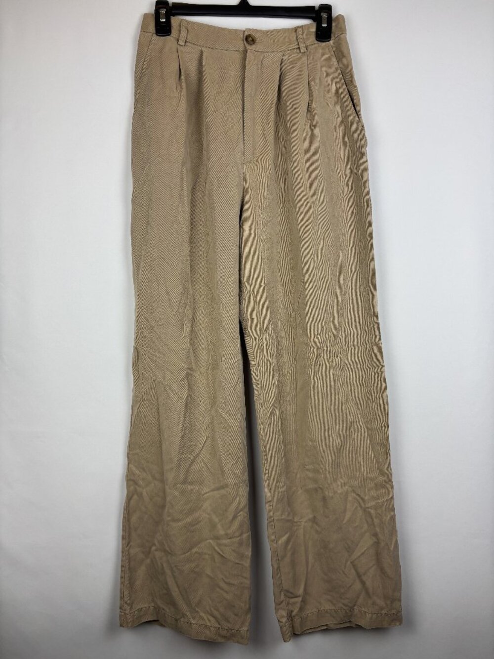 6 Reformation Mason Trousers Light Camel Tan Wide Straight Leg Pants 100% Tencel